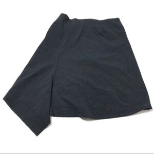 Navy polka dot asymmetrical knee-length skirt